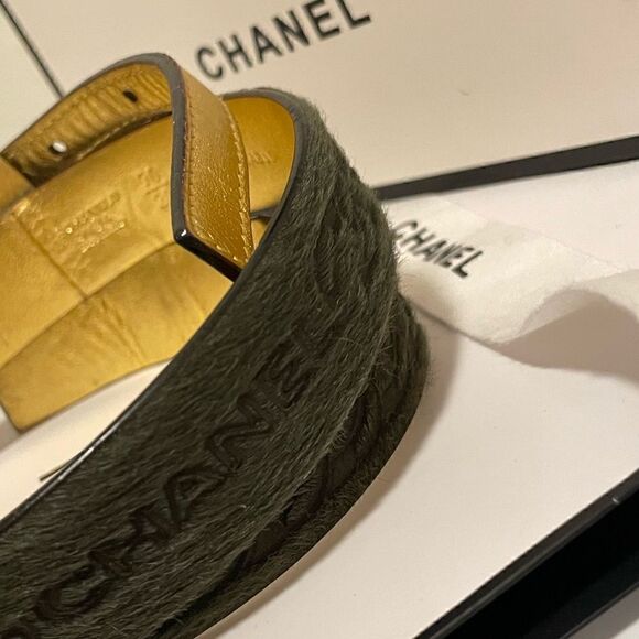 Chanel Buckle Belt Calf Hair and Leather |Size: 70|